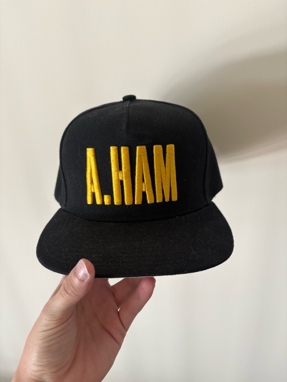 Hamilton Musical Black Hat with Yellow Embroidery